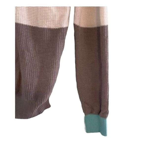 Forever 21 Colorblock Thermal Top Gray White Blue Waffle Knit Crewneck XS - Picture 2 of 5